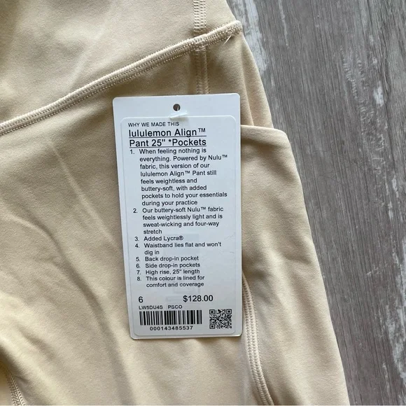 Sold Lululemon Align HR Pant POCKETS 25" - Prosecco - Picture 4 of 11